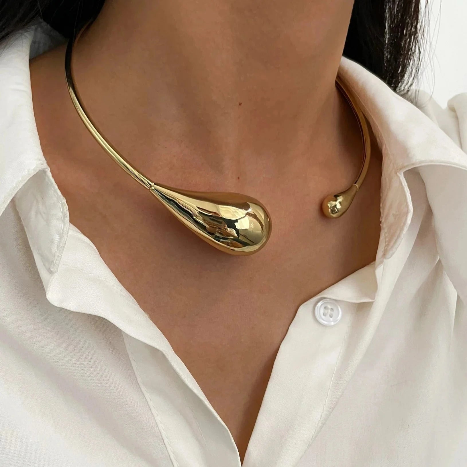 Collar Gargantilla Colgante Gota de Agua oro