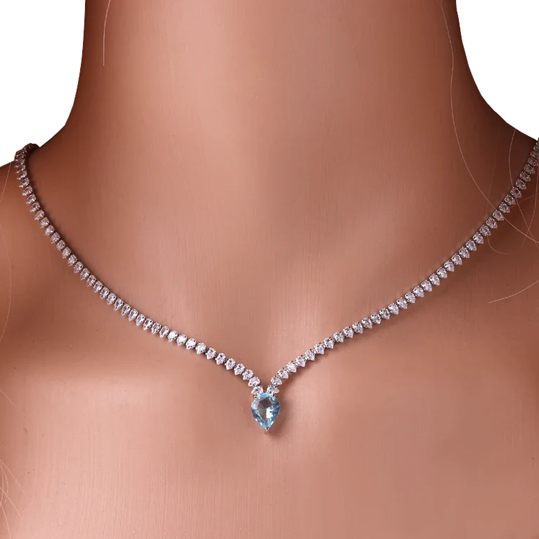 Collar Gargantilla Colgante Gota de Agua y Circonio