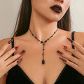 Collar Gargantilla Colgante Gota de Agua Estilo Gótico negro