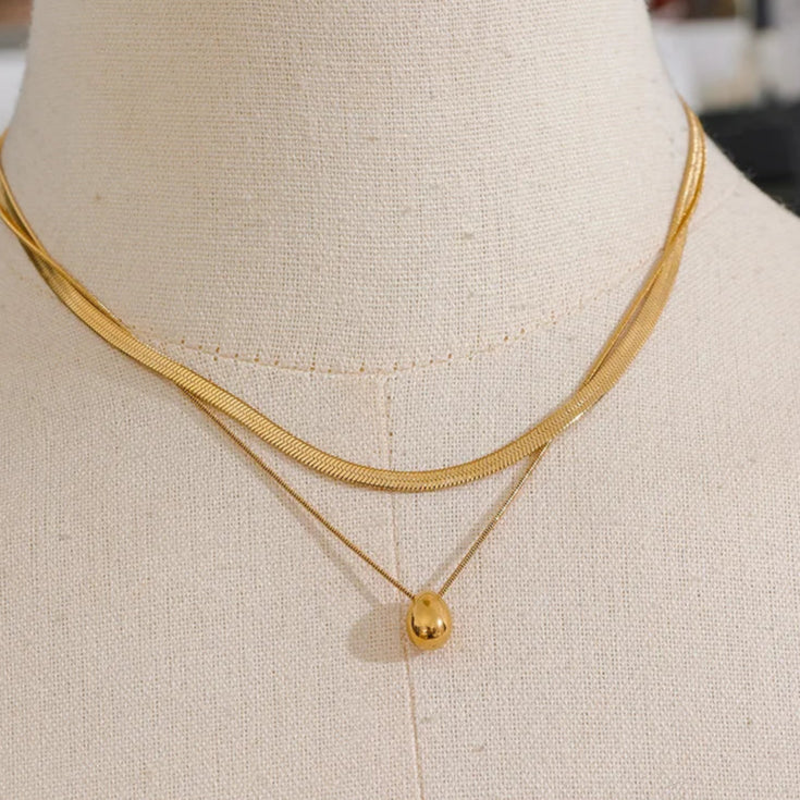 Collar Gargantilla Colgante Gran Gota de Agua oro
