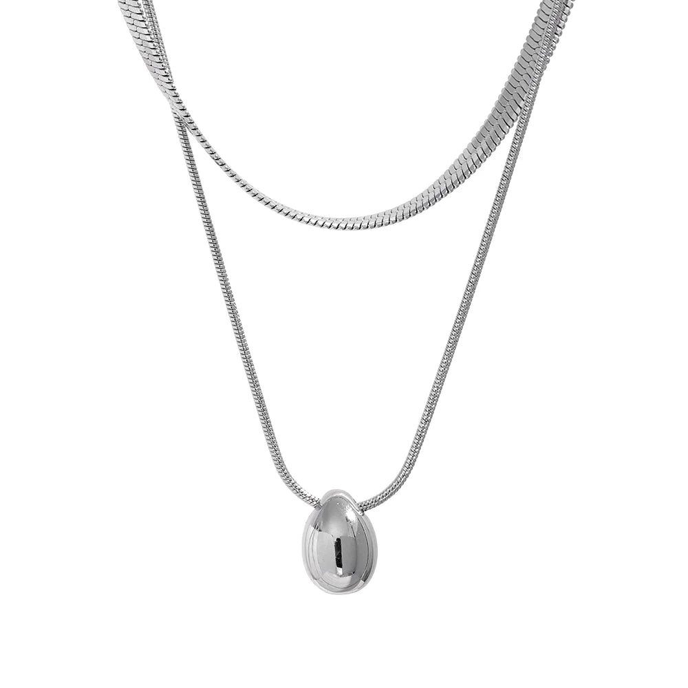 Collar Gargantilla Colgante Gran Gota de Agua plata