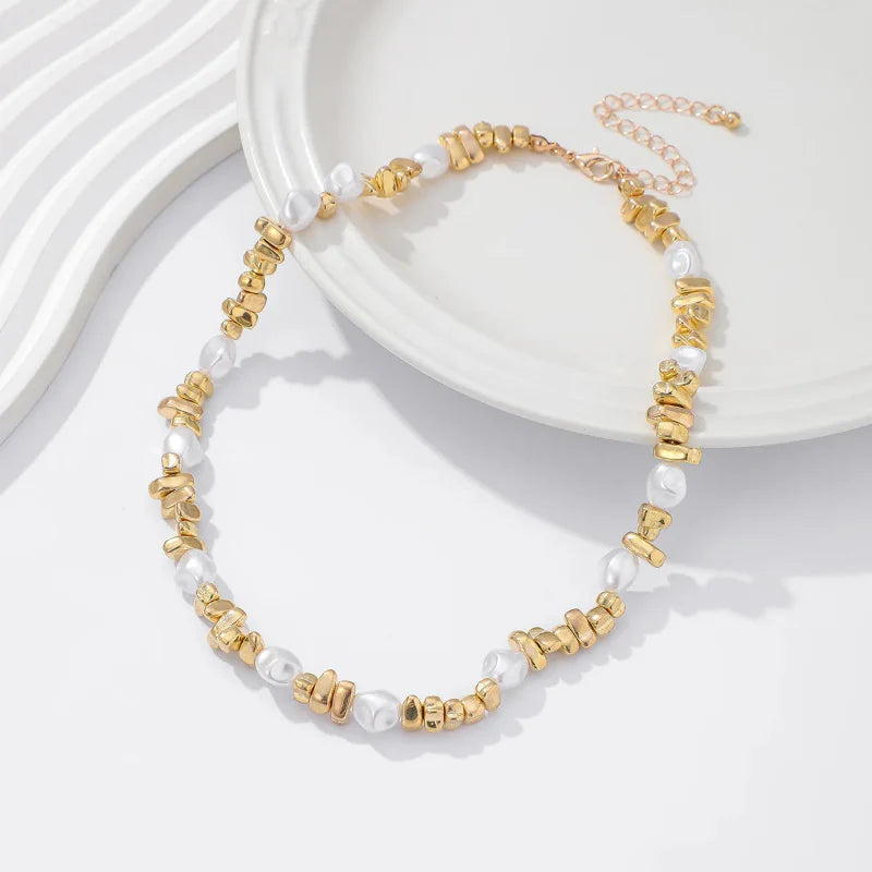 Collar Gargantilla con Colgantes de Perlas para Mujer oro