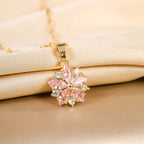 Collar Romántico con Colgante de Flor de Rosa y Circonio