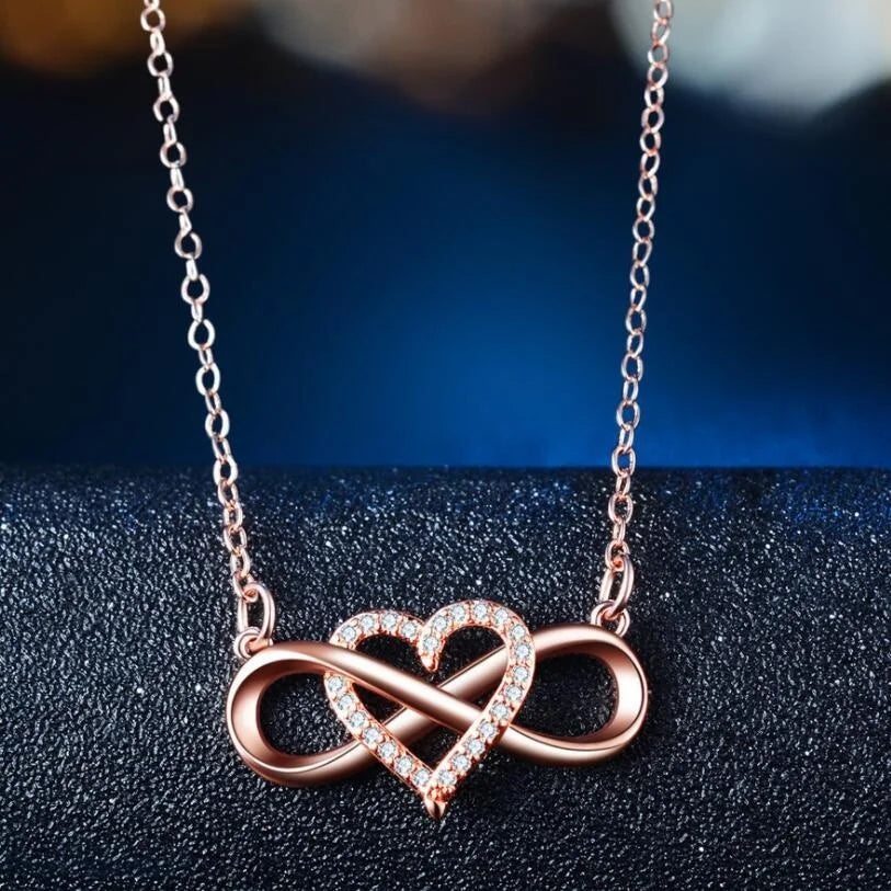 Collar con Colgante de Símbolo Infinito Mujer Corazón