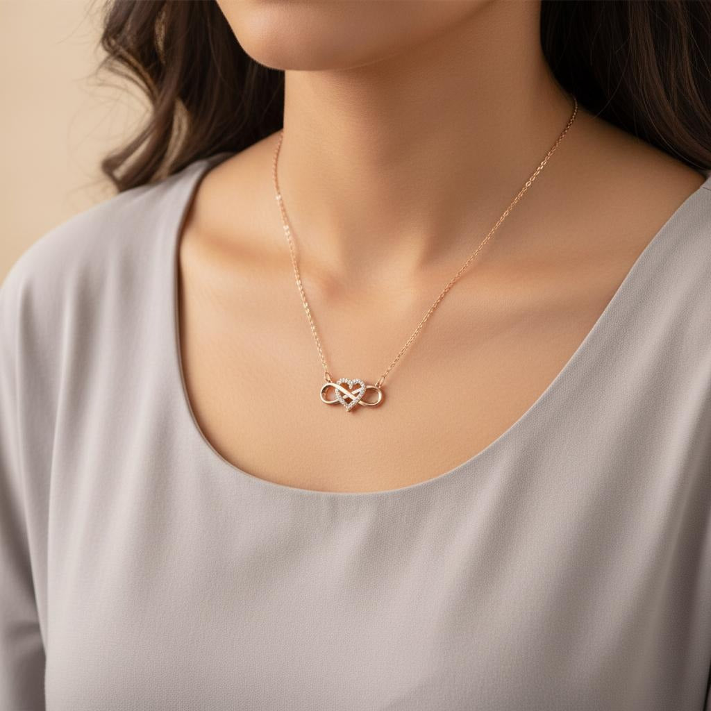 Collar con Colgante de Símbolo Infinito Mujer Corazón