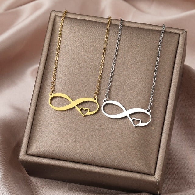 Collar Símbolo Infinito Colgante Mujer Pequeño Corazón