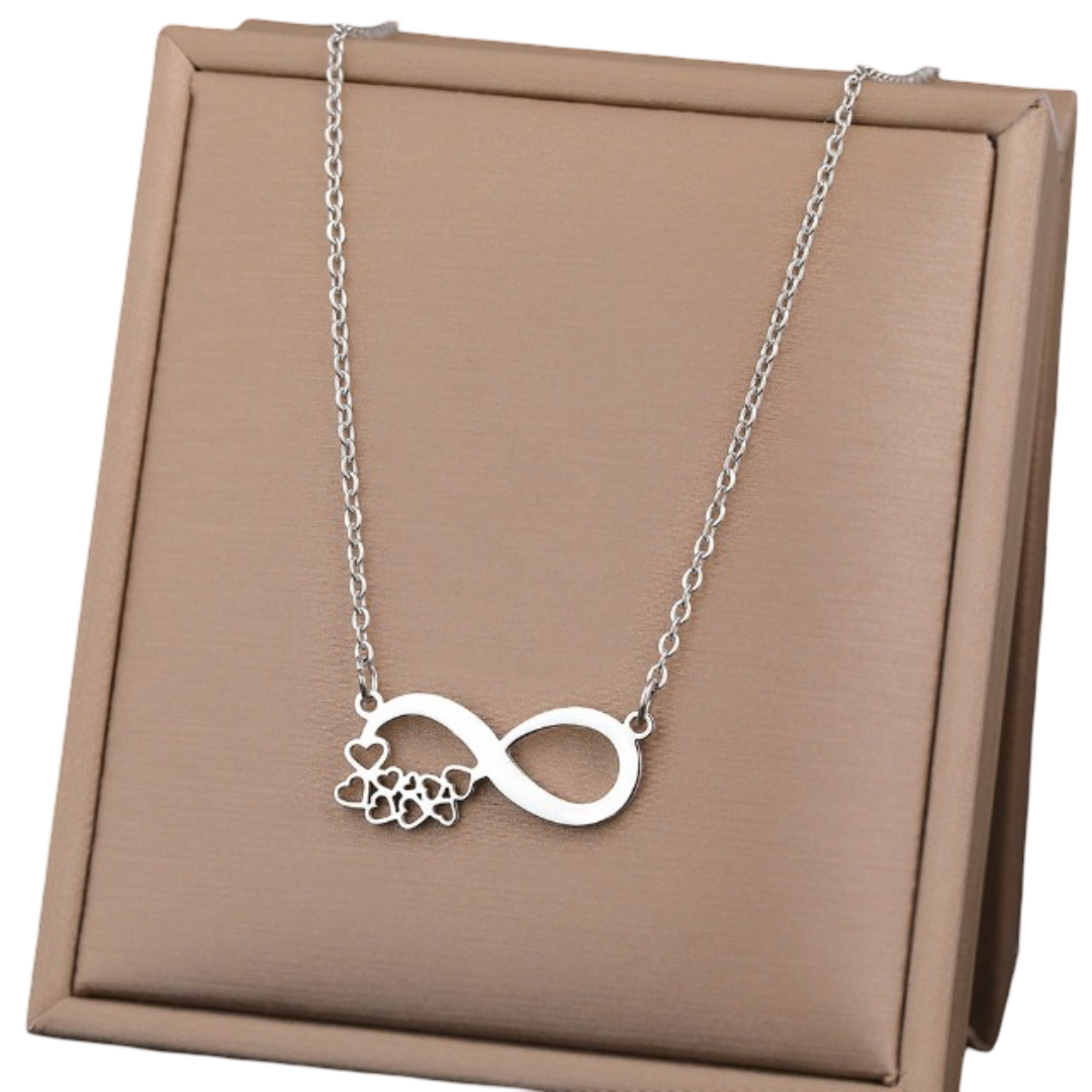 Collar Símbolo Infinito Colgante Mujer Pequeños Corazones