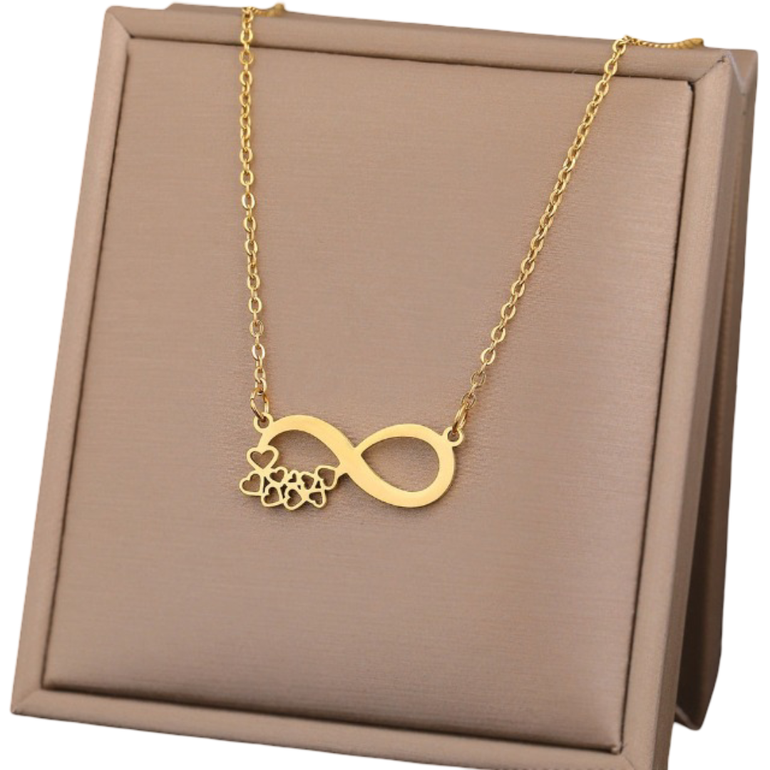 Collar Símbolo Infinito Colgante Mujer Pequeños Corazones