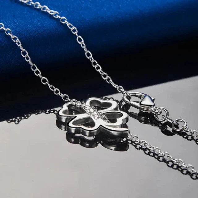 Collar Trébol de 4 Hojas Colgante Mujer Plata