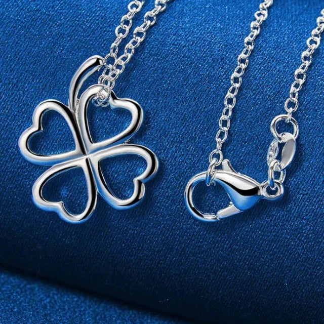 Collar Trébol de 4 Hojas Colgante para Mujer Plata