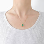 Collar Trébol Nacarado Cadena Dorada Colgante para Mujer verde