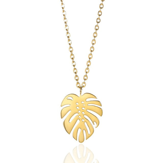 Collar Tropical Hoja de Palma oro