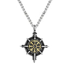 Collar vikingo con colgante de brújula Vegvisir oro