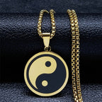 Collar Yin Yang Colgante Hombre oro