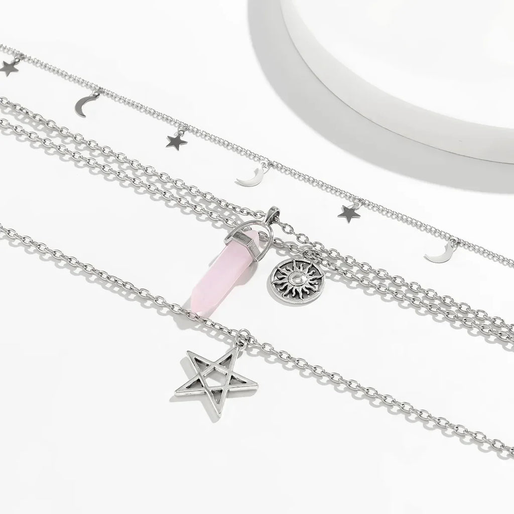 Collares Colgantes Cuatro Filas Estrella de David
