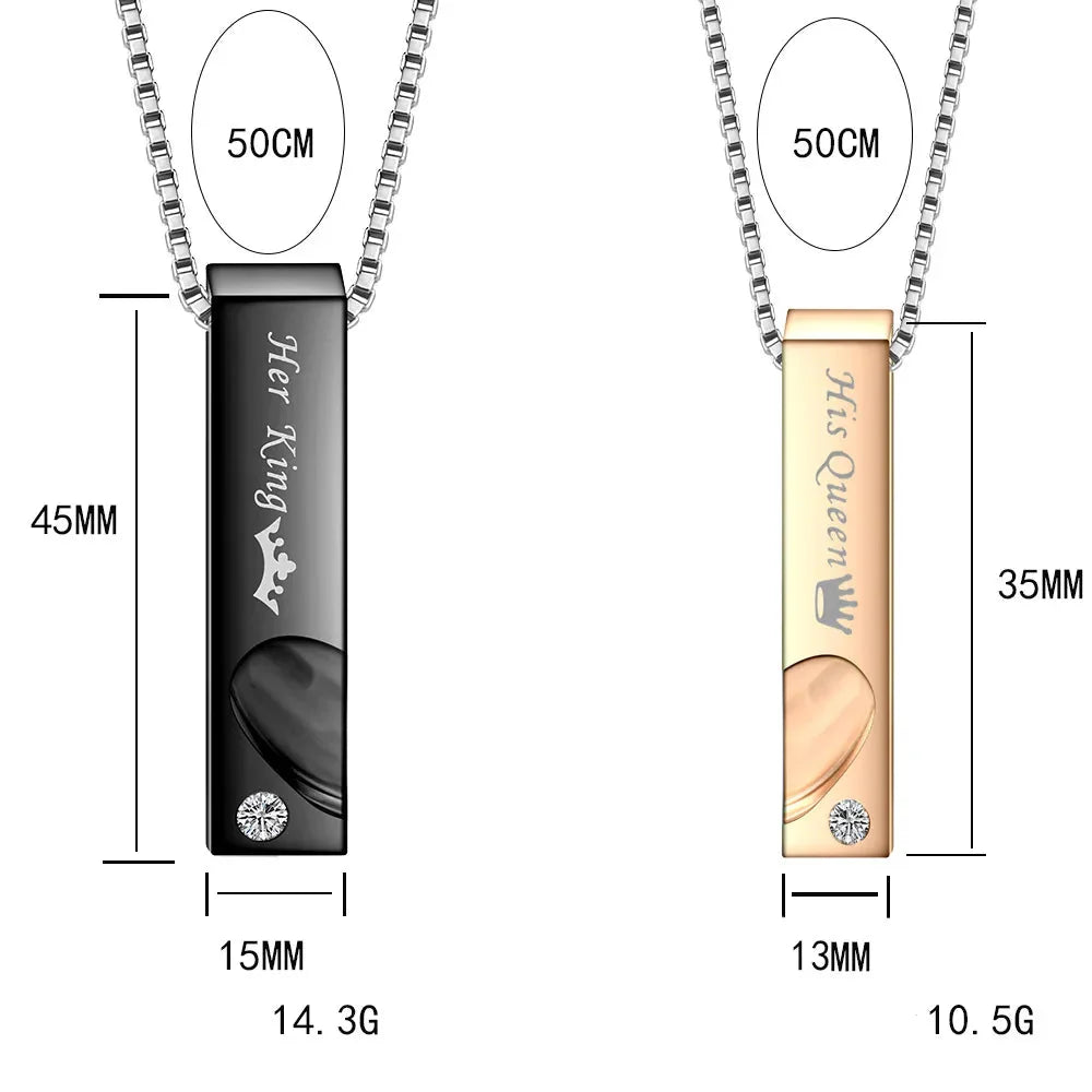 Collares para Parejas Colgante Barra y Corazón