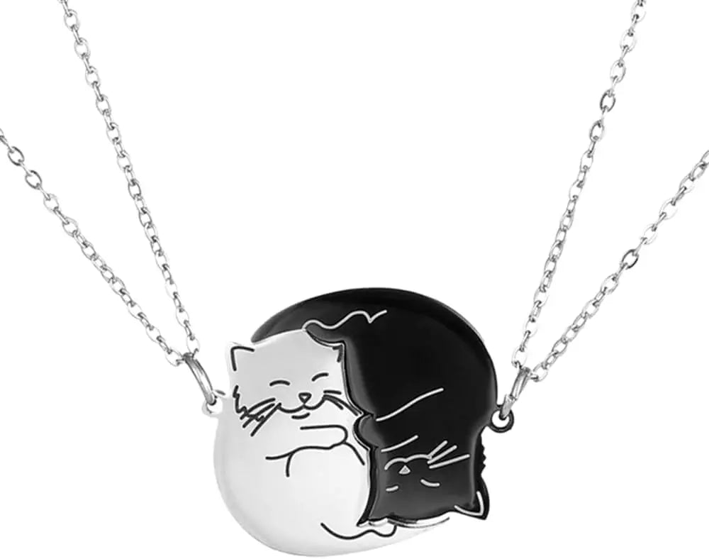 Collares para Parejas Colgante Gatos Lindos plata