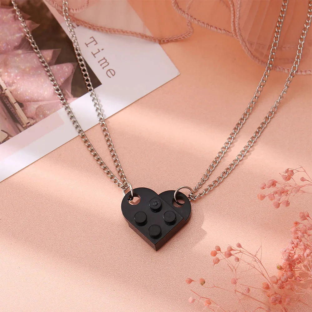 Collares para Parejas de Amigos Colgante Corazón Fashion negro