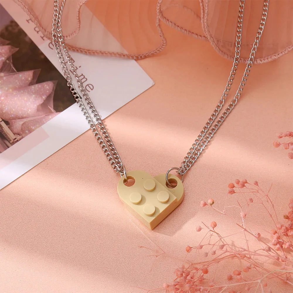 Collares para Parejas de Amigos Colgante Corazón Fashion beige