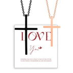 Collares para Parejas Colgante Cruz Negro y Oro Rosa