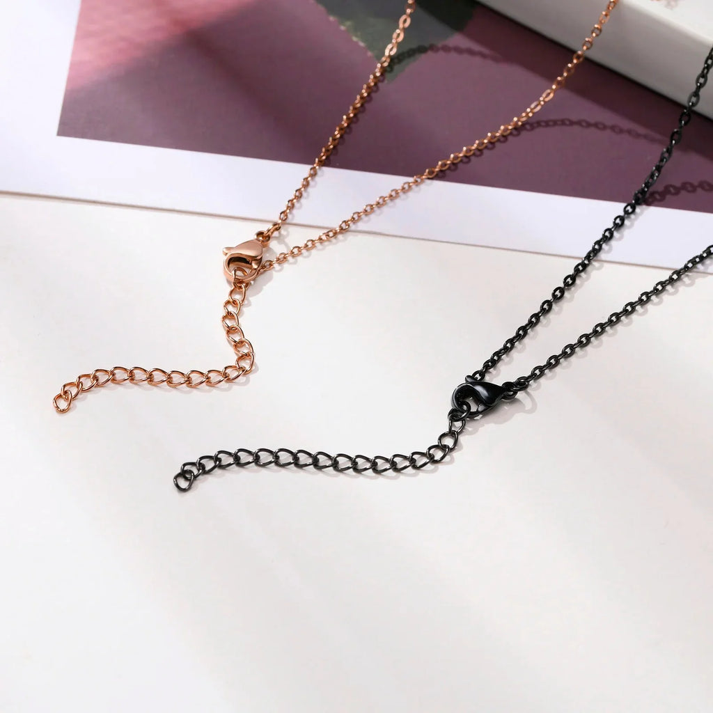 Collares para Parejas Colgante Cruz Negro y Oro Rosa