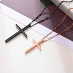 Collares para Parejas Colgante Cruz Negro y Oro Rosa