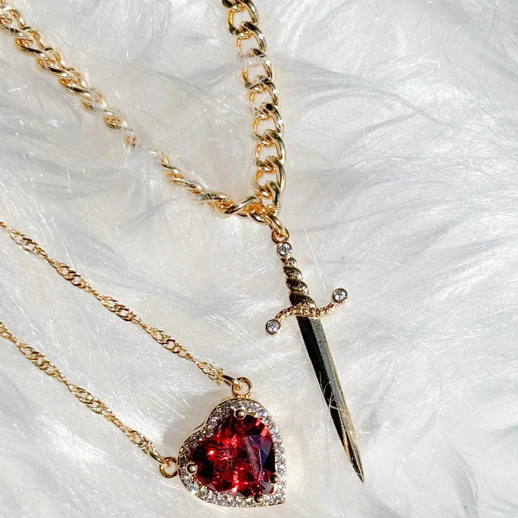 Collares con Colgante Espada y Corazón para Parejas
