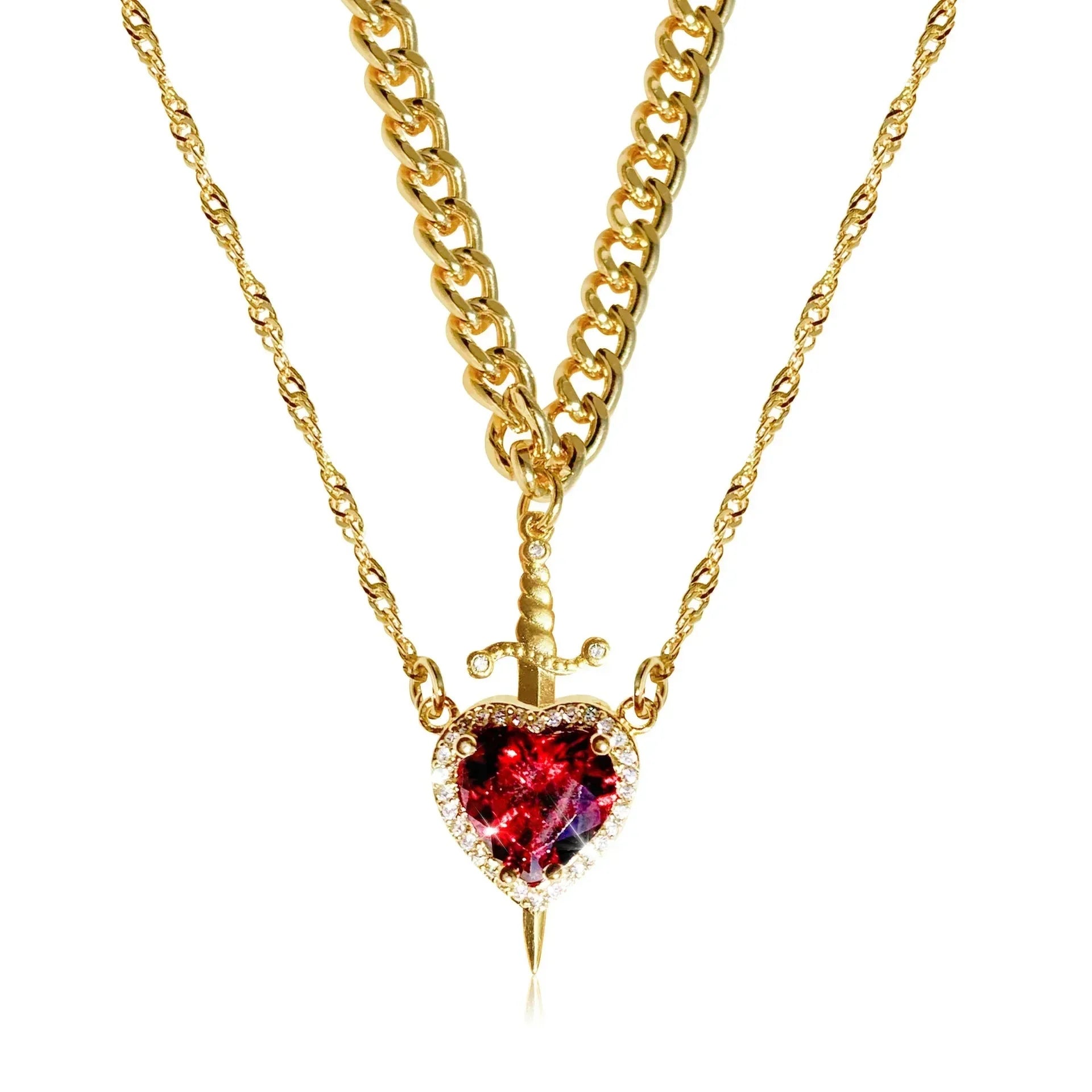 Collares con Colgante Espada y Corazón para Parejas
