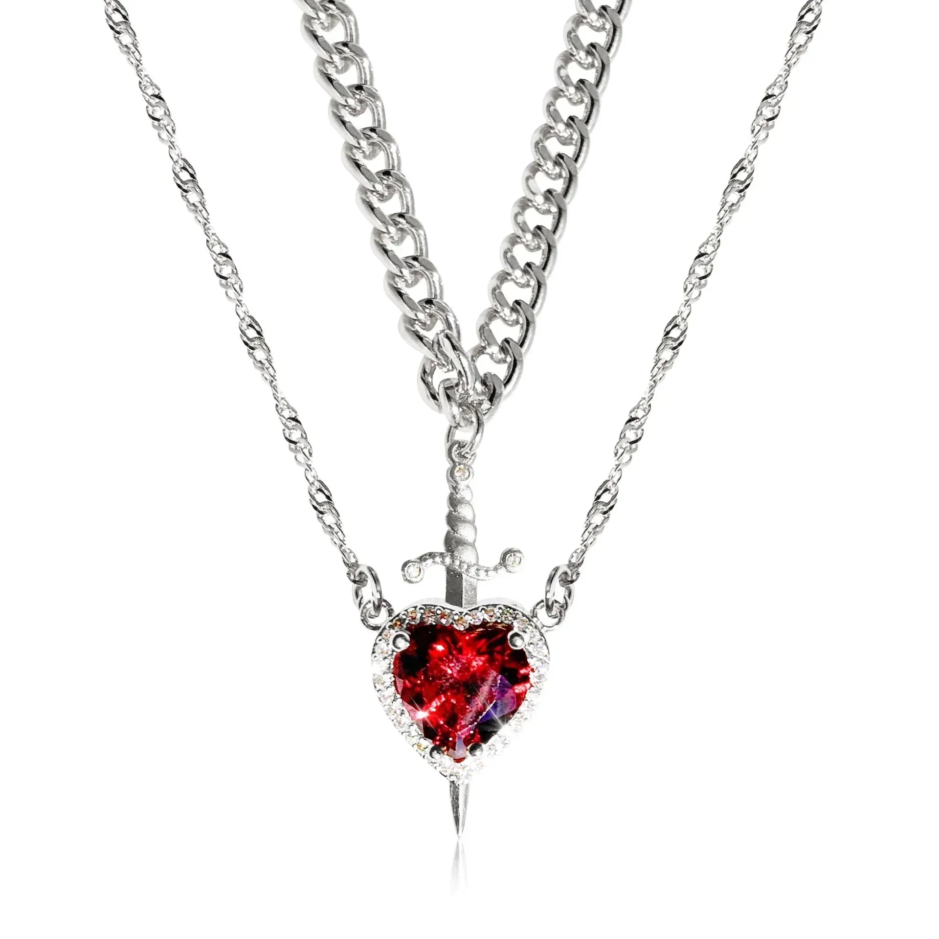 Collares con Colgante Espada y Corazón para Parejas