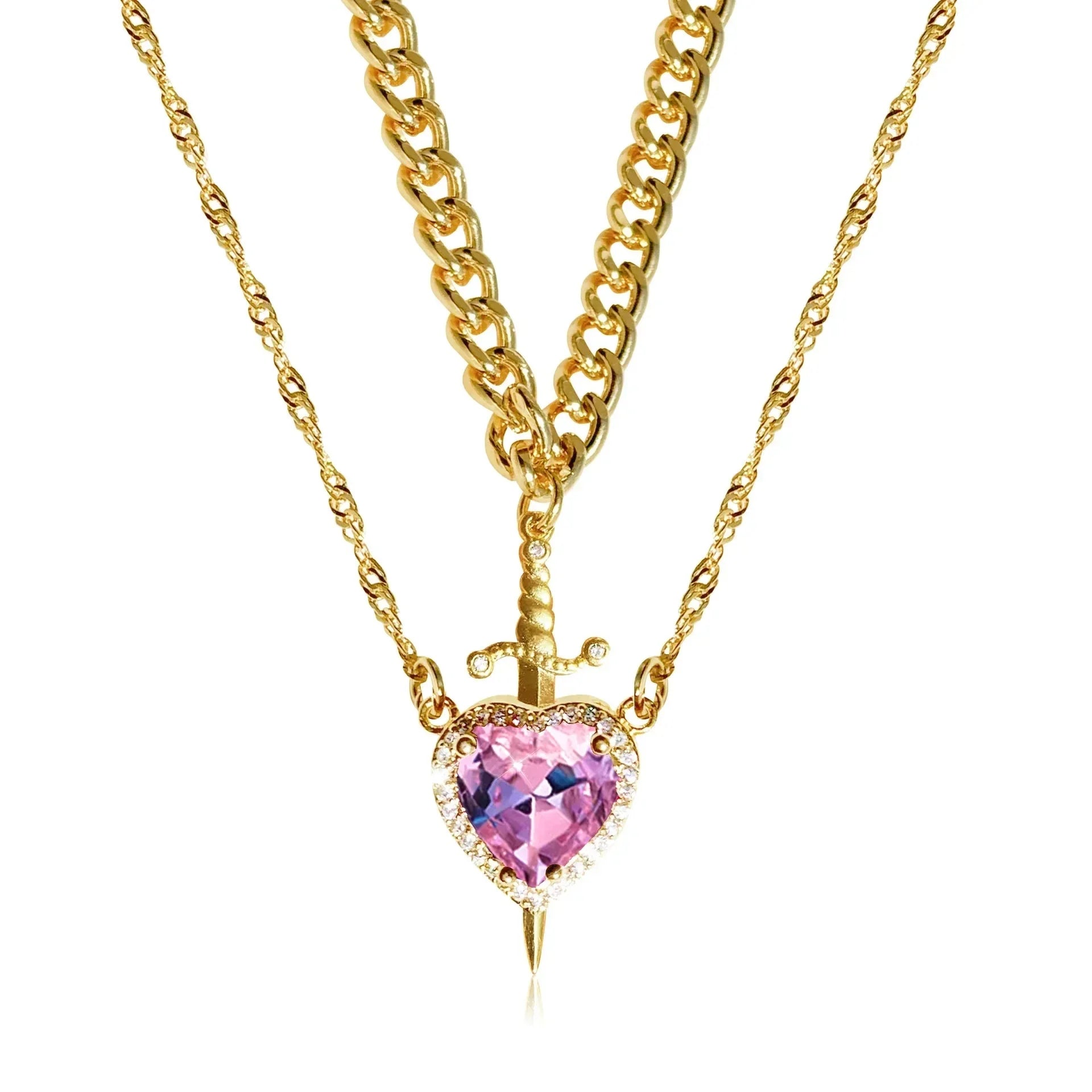 Collares con Colgante Espada y Corazón para Parejas
