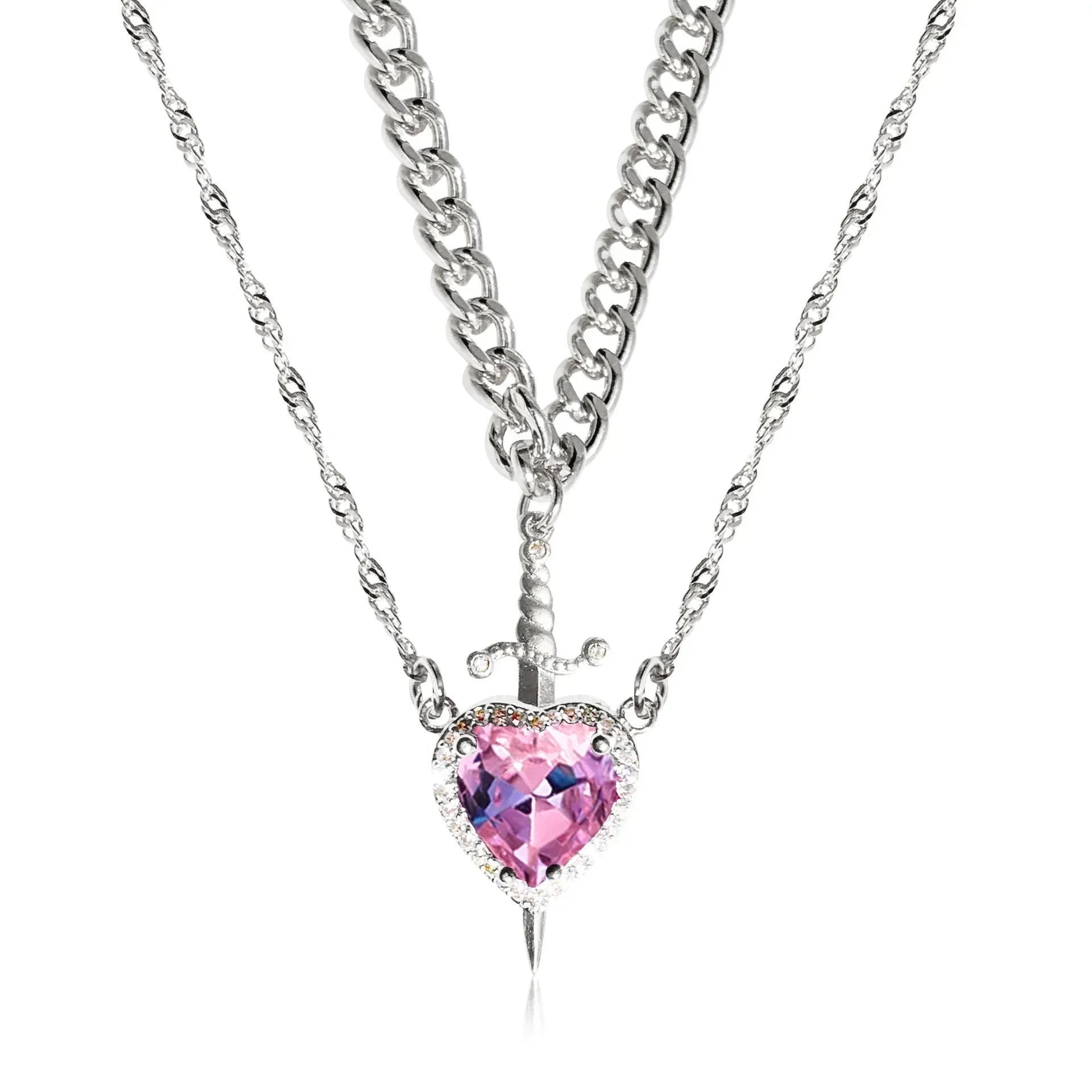 Collares con Colgante Espada y Corazón para Parejas