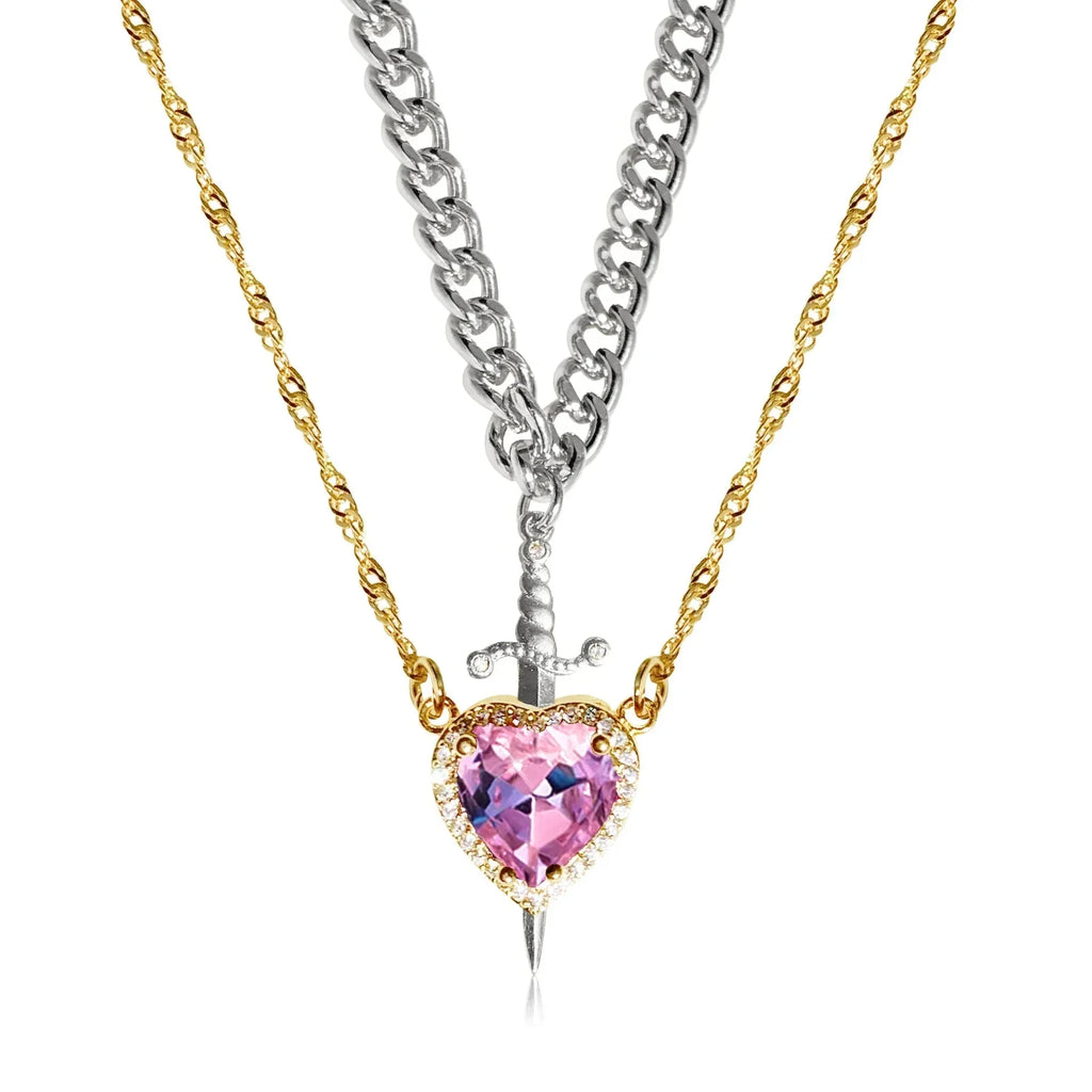 Collares con Colgante Espada y Corazón para Parejas