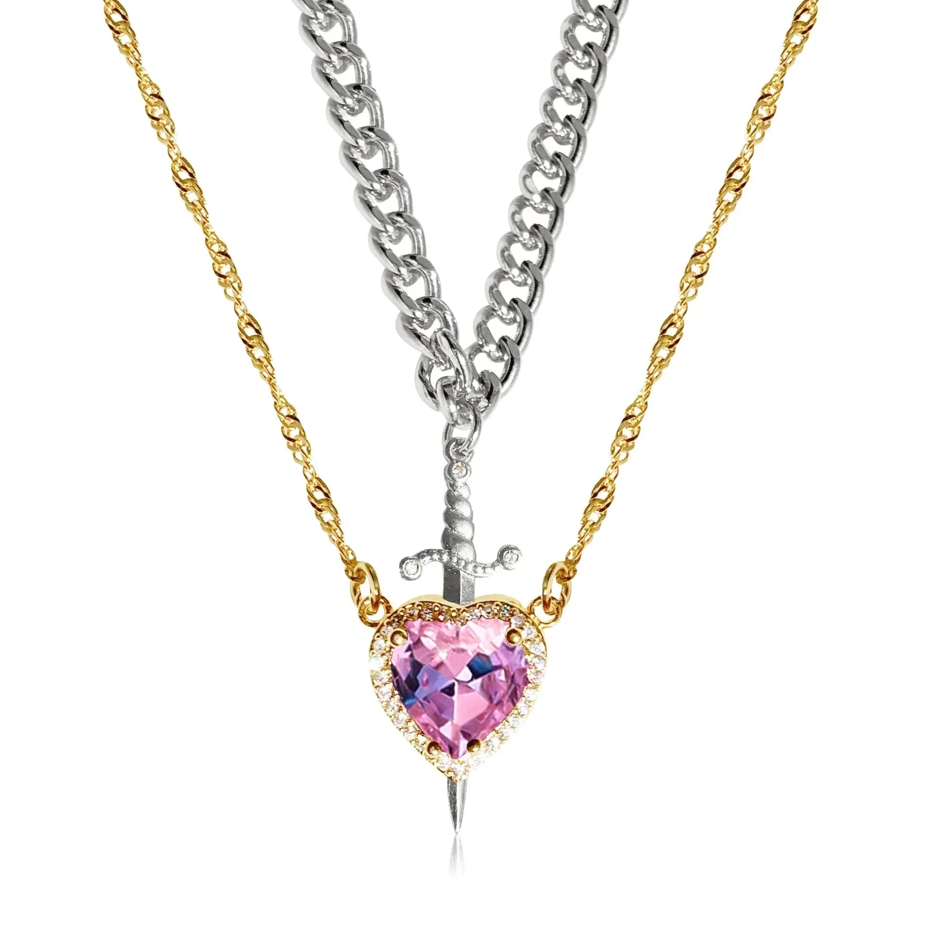 Collares con Colgante Espada y Corazón para Parejas