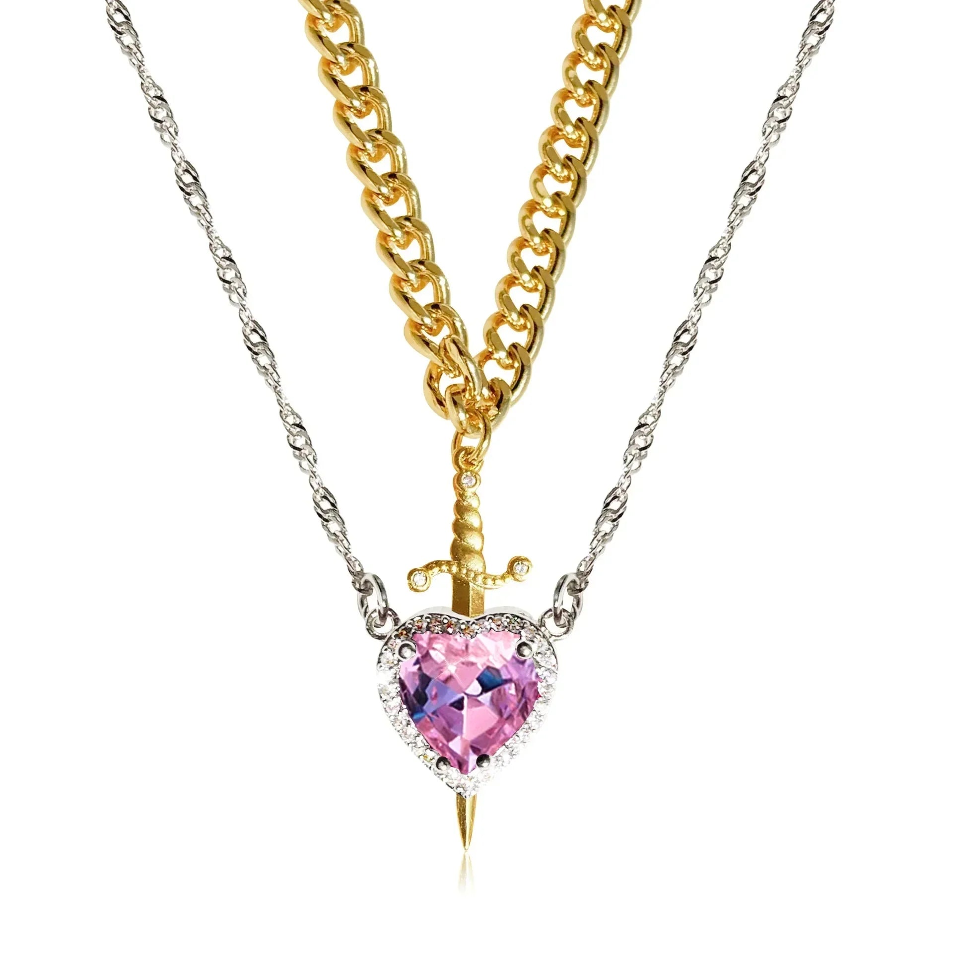 Collares con Colgante Espada y Corazón para Parejas