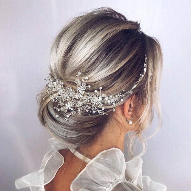 Diadema de Boda con Diamantes y Flores