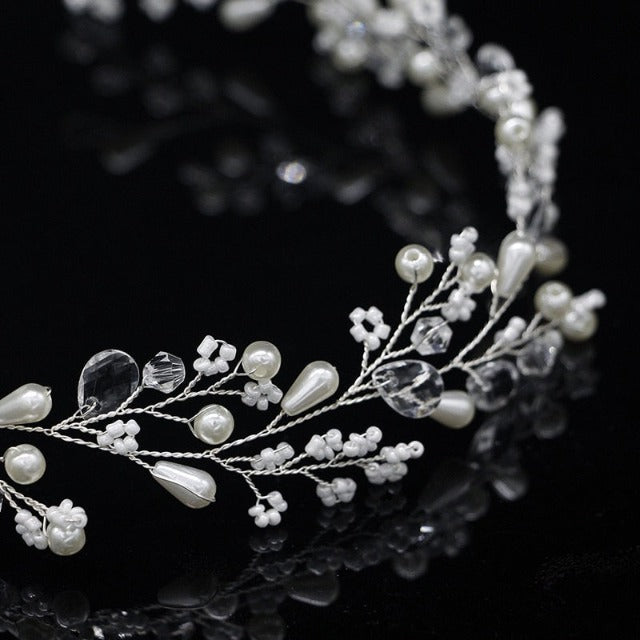 Diadema de Boda con Diamantes y Flores