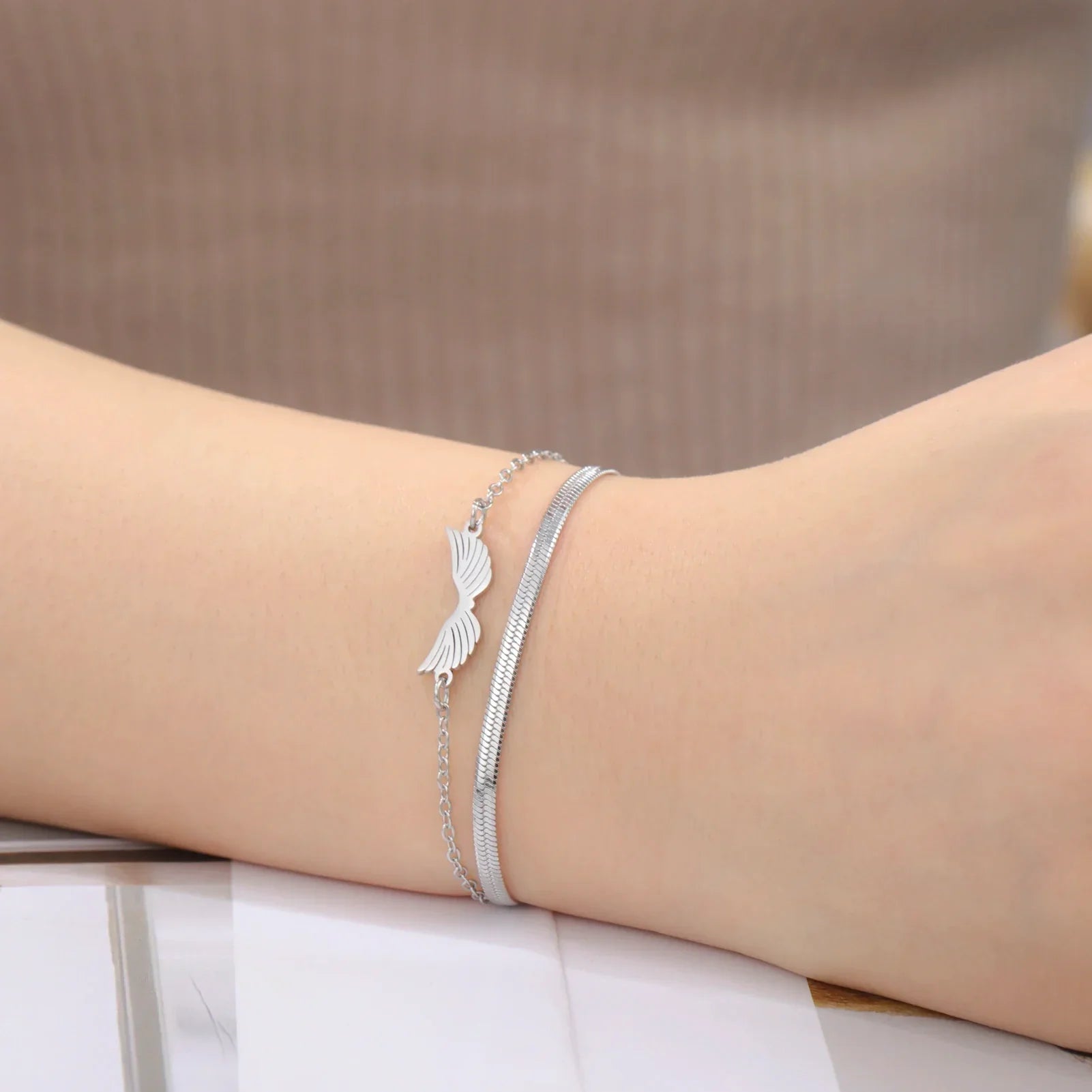 Double bracelet ailes d'ange