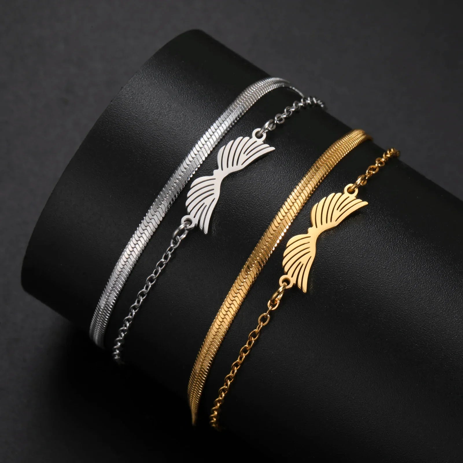 Double bracelet ailes d'ange