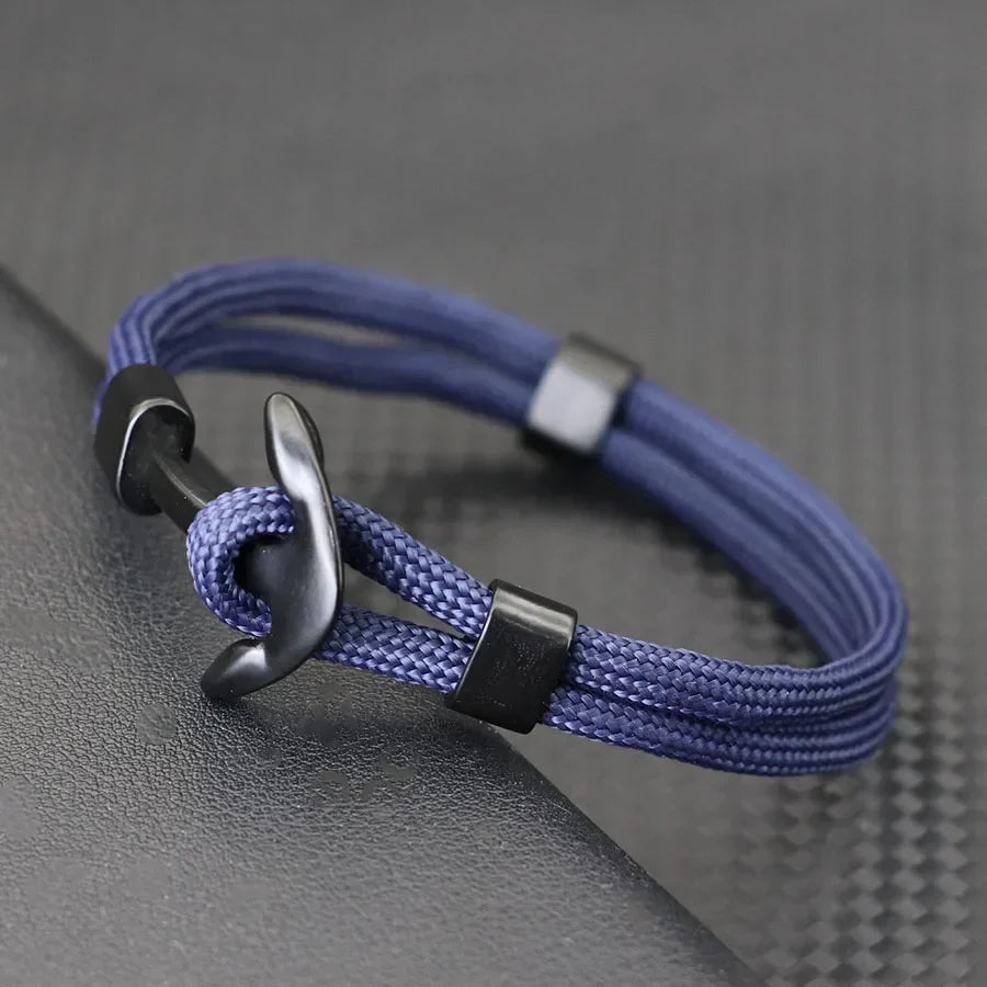 Double bracelet ancre noire