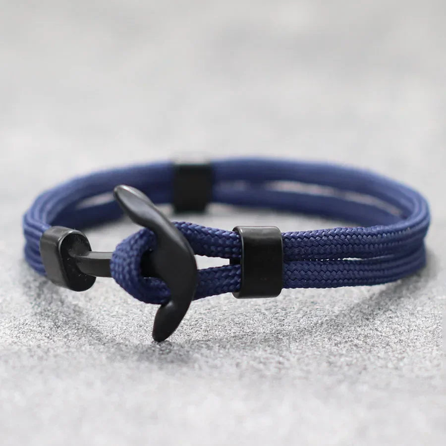 Double bracelet ancre noire