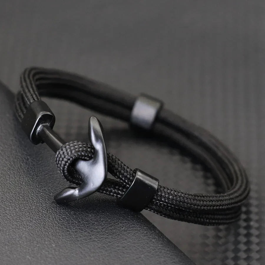 Double bracelet ancre noire