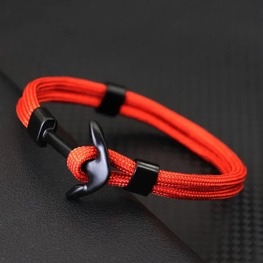 Double bracelet ancre noire