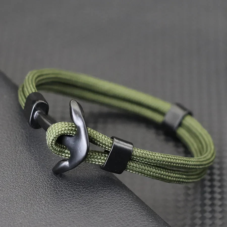 Double bracelet ancre noire