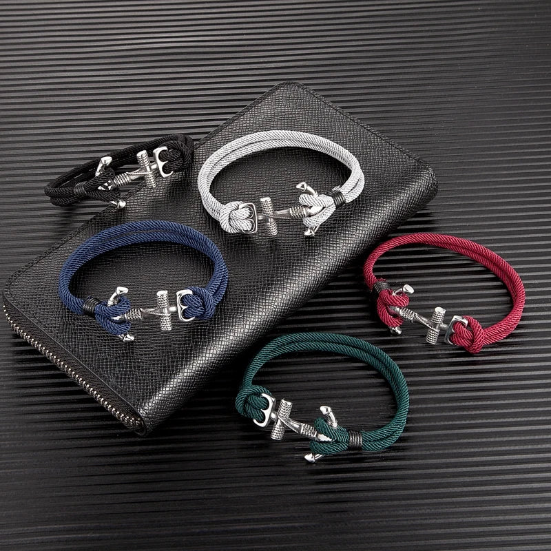 Double bracelet ancre pour homme