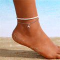 Doble Pulsera de Tobillo con Perlas para Mujer Joyería