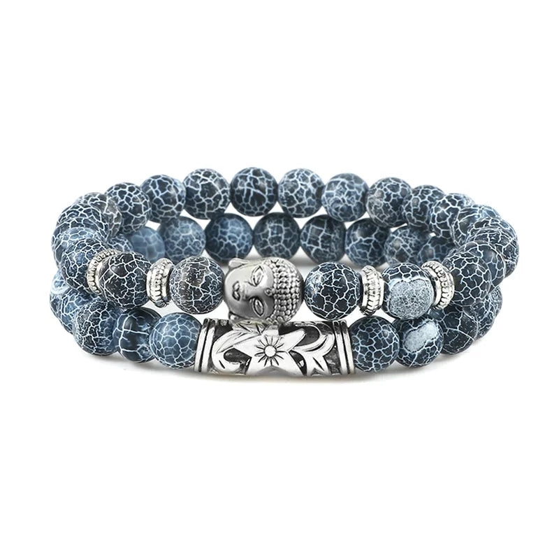 Pulsera de Identificación en Piedras Naturales Budista gris