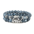 Pulsera de Identificación en Piedras Naturales Budista gris
