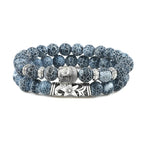 Pulsera de Identificación en Piedras Naturales Budista gris