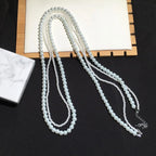 Collar Largo y Doble para Mujer con Perlas Blancas