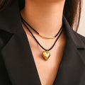 Doble Collar Colgante Corazón oro